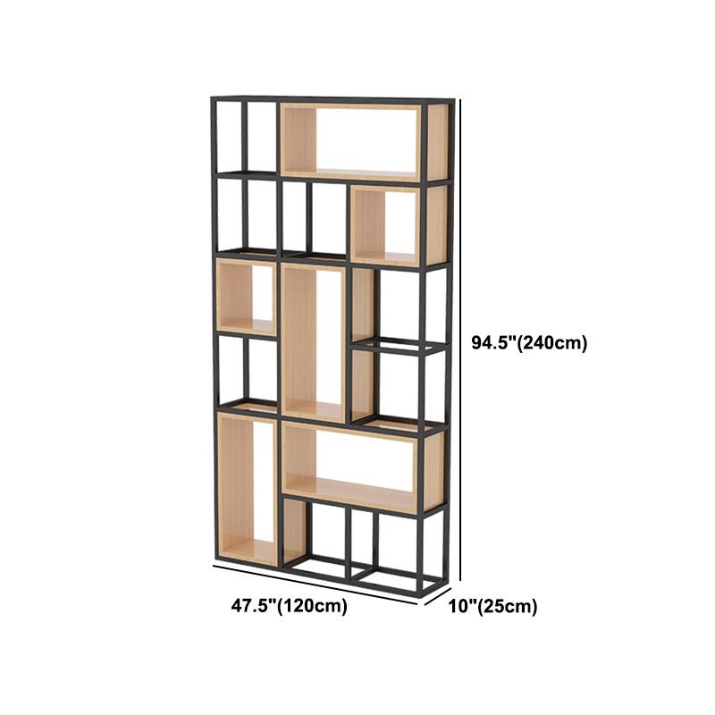Industrial Open Etagere Bookshelf Iron Frame Solid Wood Shelf Bookshelf