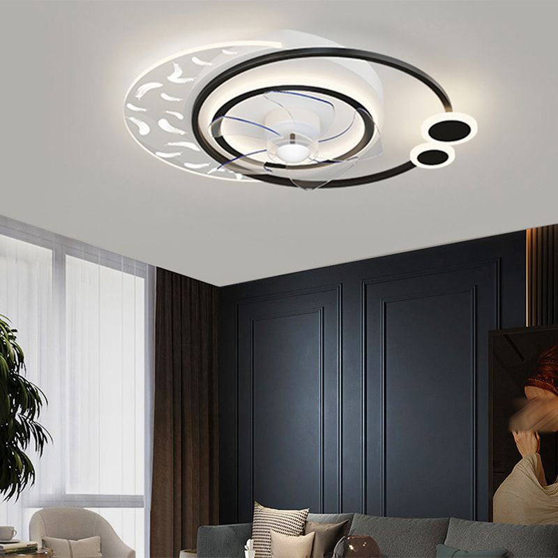 Minimalistische Feder Deckenlüfter Leuchte Acryl Wohnzimmer LED SEMI -MOG -Leuchte