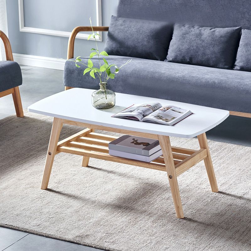 4 Legs 1 Coffee Table Modern Rectangular Solid Wood Coffee Table