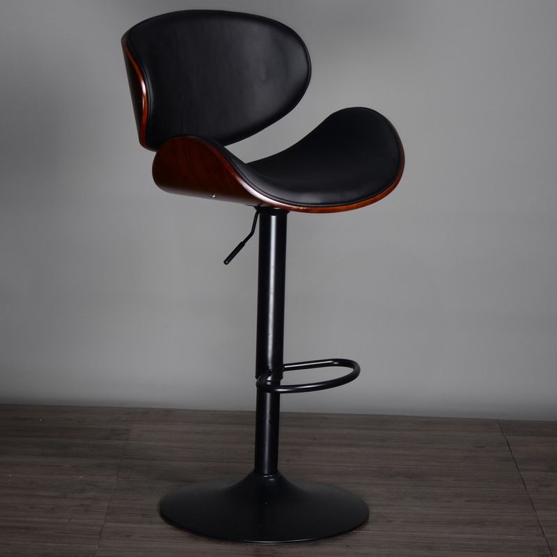 Contemporary Metal Barstool Faux Leather Counter Stool in Matte Finish