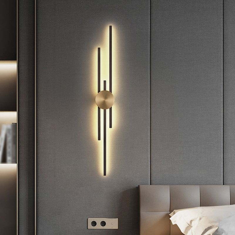 Linear Bathroom Vanity Lighting Brass Bath Sconce in Black & Gold