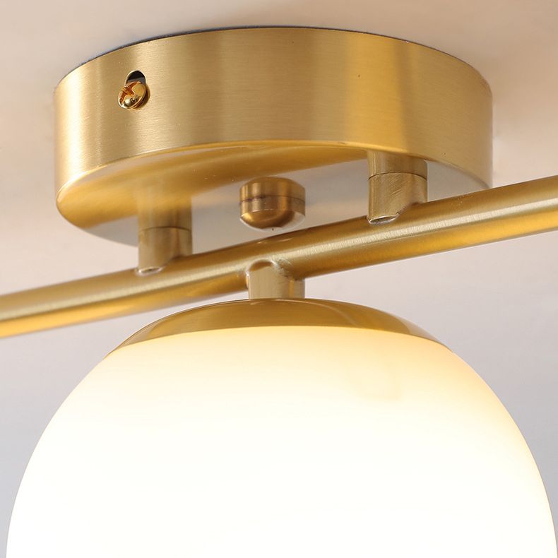 American Metal Flush Mount Ball Shape Ceiling Light with Glass Shade for Living Room