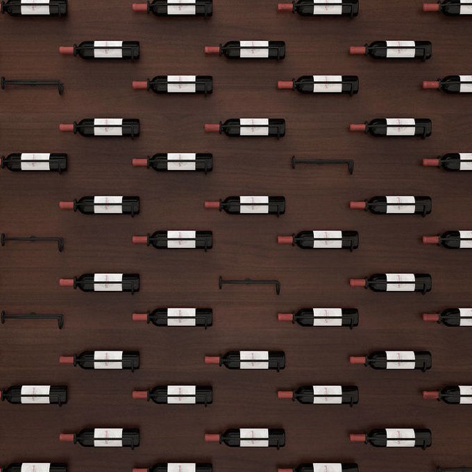 Wall Mounted Metal Modern Wine Bottle Holder in Brown/Gold/Black