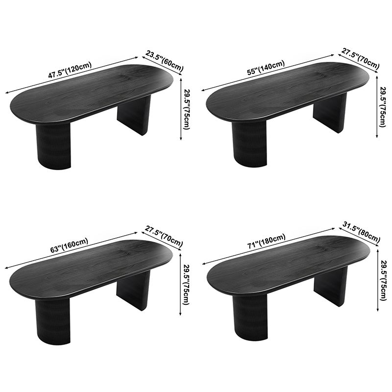 Table ovale contemporaine en bois massif table en bois noir pour salle à manger