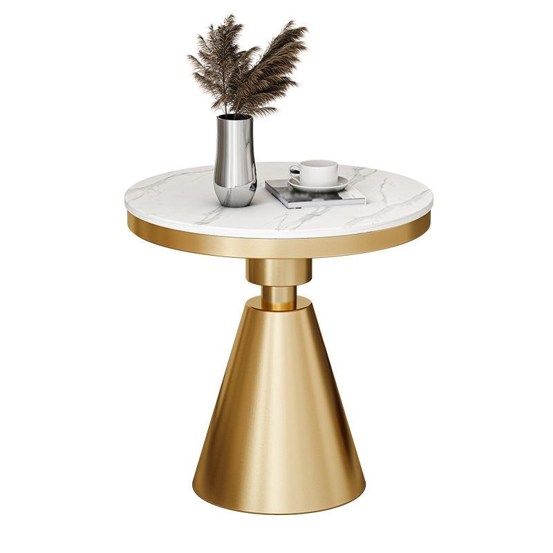 Mesa de comedor de piedra sinterizada de estilo moderno con base de pedestal