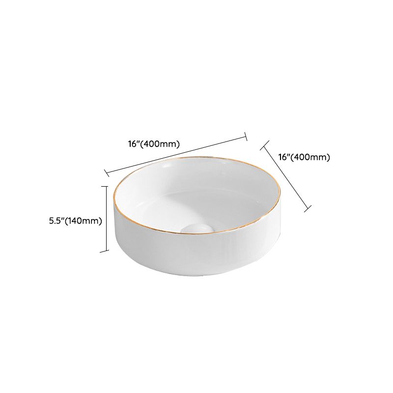 Modern Vessel Lavatory Sink Porcelain Oval Shut-Off Valve Included Vessel