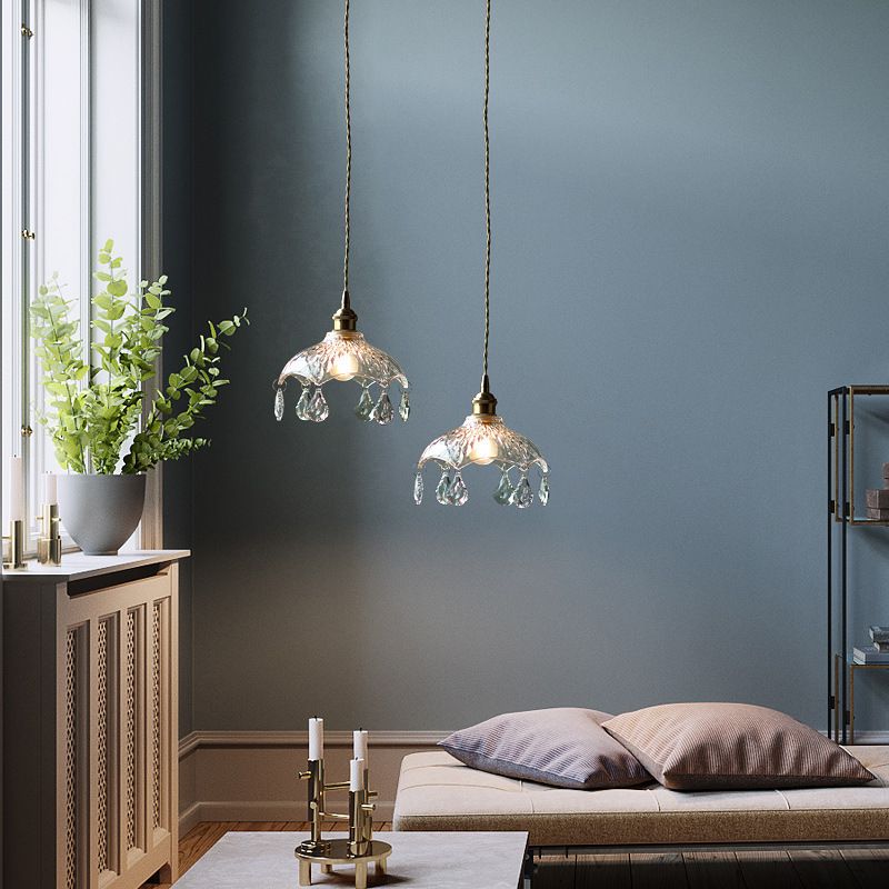 Crystal Mini ciondolo a ciondolo Light Finitura in ottone Società di vetro Mini ciondolo per caffetteria