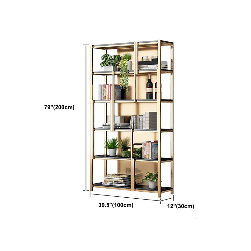 Modern Metal Bookshelf Etagere Open Shelf Bookcase in Burnish