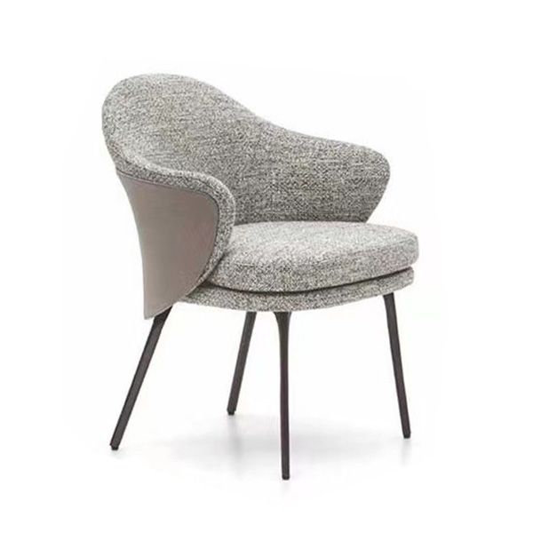 Fabric Dining Chairs Nordic Style Parsons Arm Chair with Black Legs