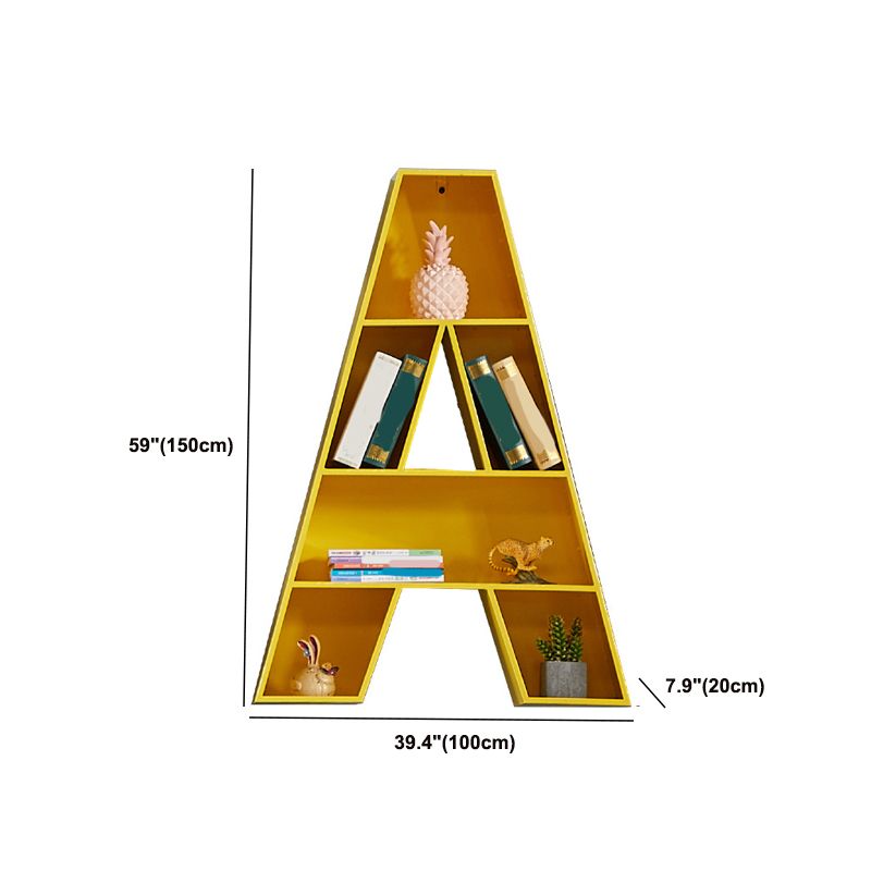 Contemporary Closed Back Bookshelf Metal English Alphabet Shelf