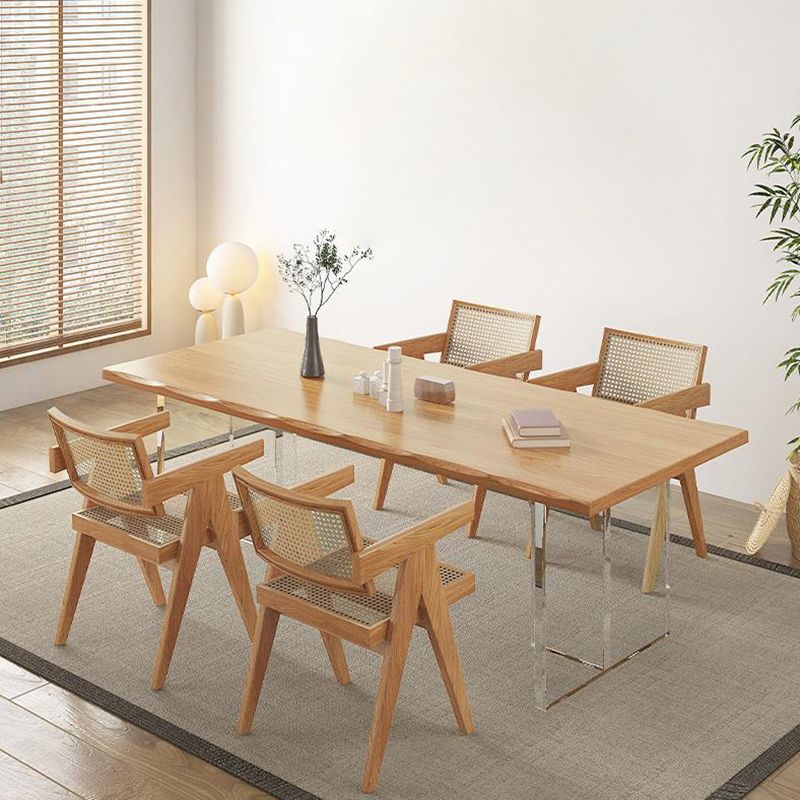 Modern Dining Wood Table Dining Rectangle Table with Plastic Legs