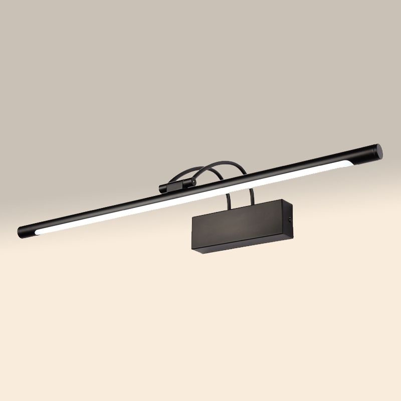 Metal Linear Shade Wall Sconce Modern Style 1 Light Mirror Wall Mount Lighting in Black