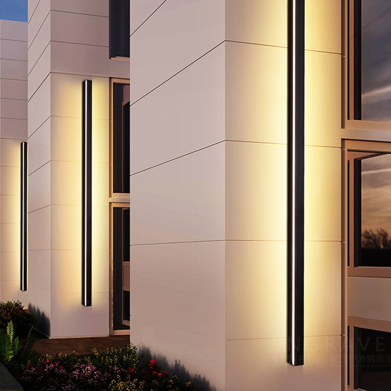 Modern Aluminum Wall Light Black Straight Shape LED Wall Sconce for Outdoors