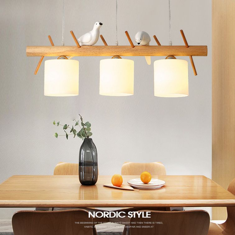 Cylindrical Island Pendant Lights Ultra-Contemporary Wood Island Pendant Lights for Restaurant