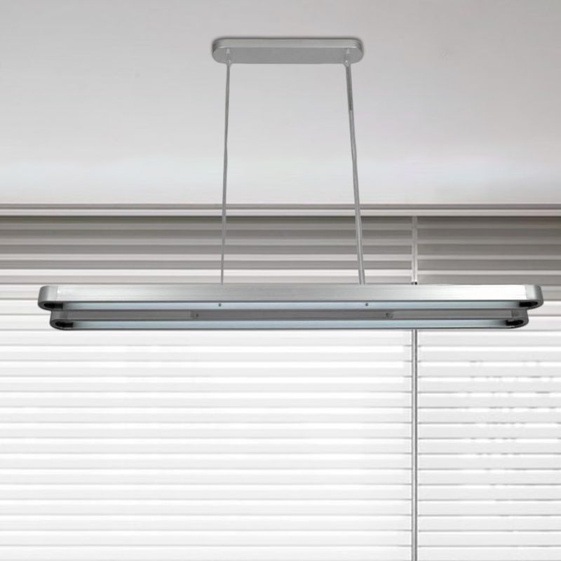 Pendentif en métal ovale allongé LED moderne LED Argent suspendu plafond Light en blanc / chaud / naturel Light