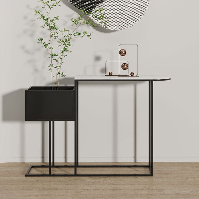 Glam Metal Console Table Stone Console Sofa Table with Storage for Hall