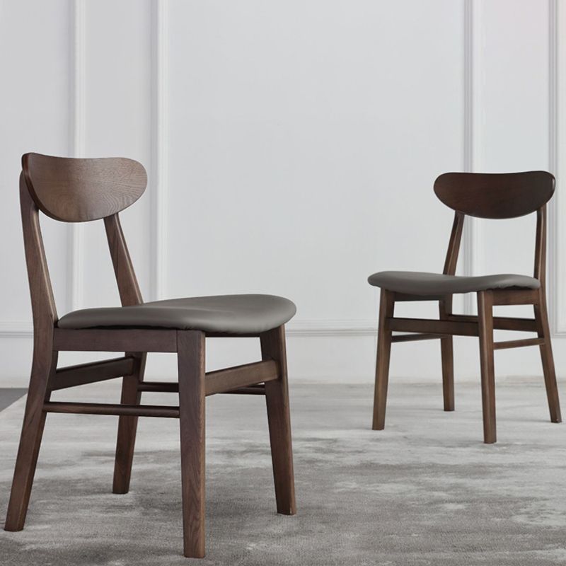 Industrial Upholstered Armless Chair Kitchen Solid Wood Dining Chair