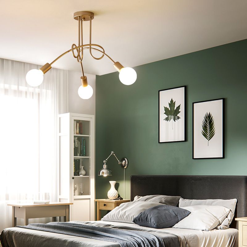 Lámpara de techo semi empotrada de metal estilo loft para dormitorio con diseño de bombilla abierta