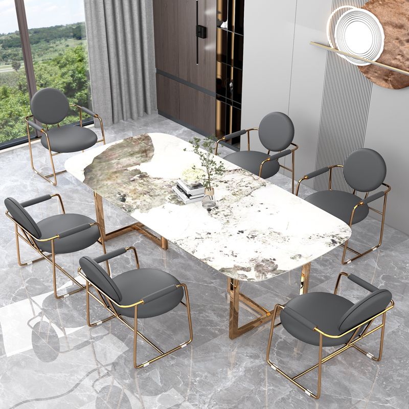 Scandinavian Style Upholstered Arm Side Chairs Open Back Dining Side Chairs (Set of 2)