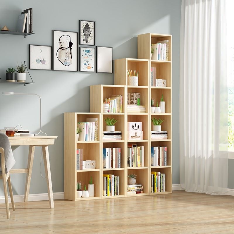 Scandinavian Pine Standard Bookshelf Vertical Closed Back Bookshelf for Living Room