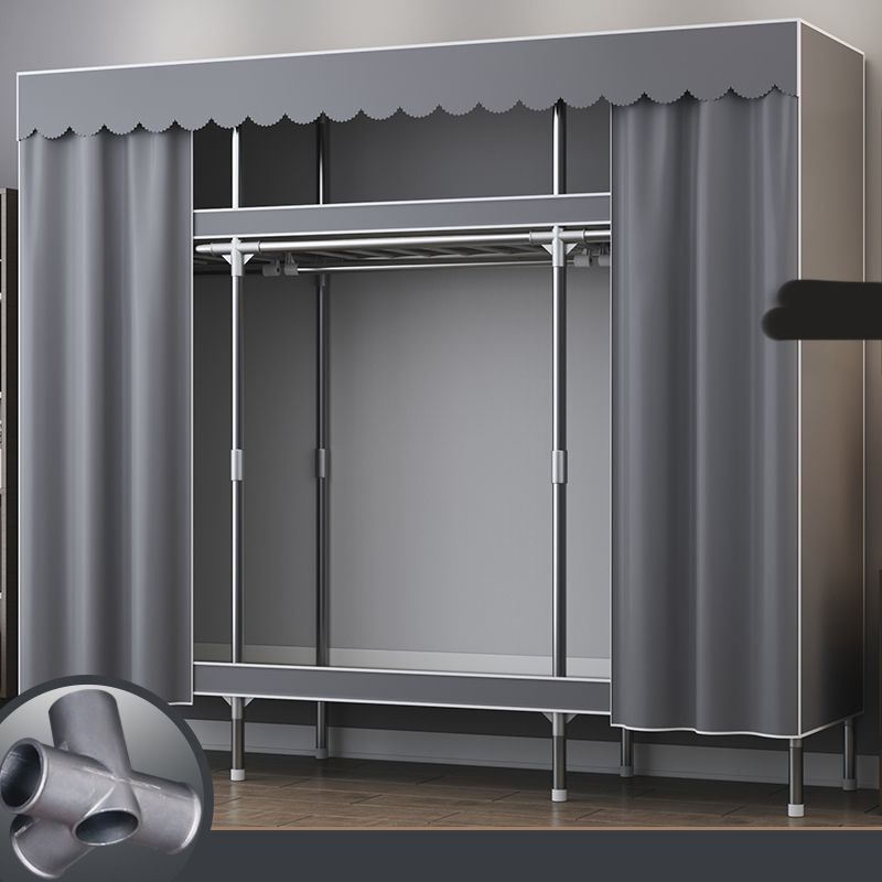 Contemporary Style Metal Wardrobe 2-Shelves Wardrobe Closet for Bedroom