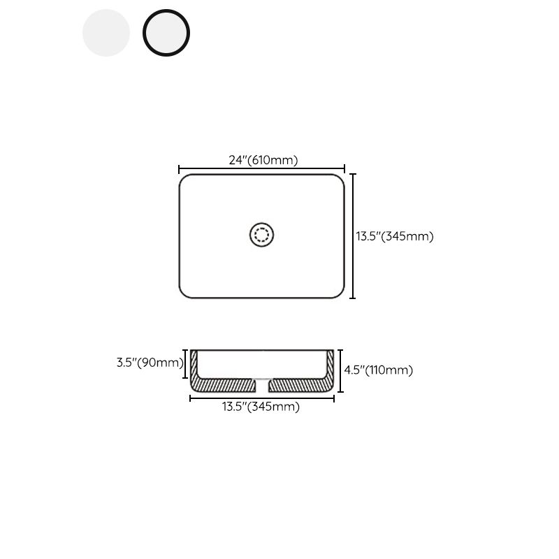Contemporary Bathroom Sink with Pop-Up Drain Porcelain Rectangular Vessel