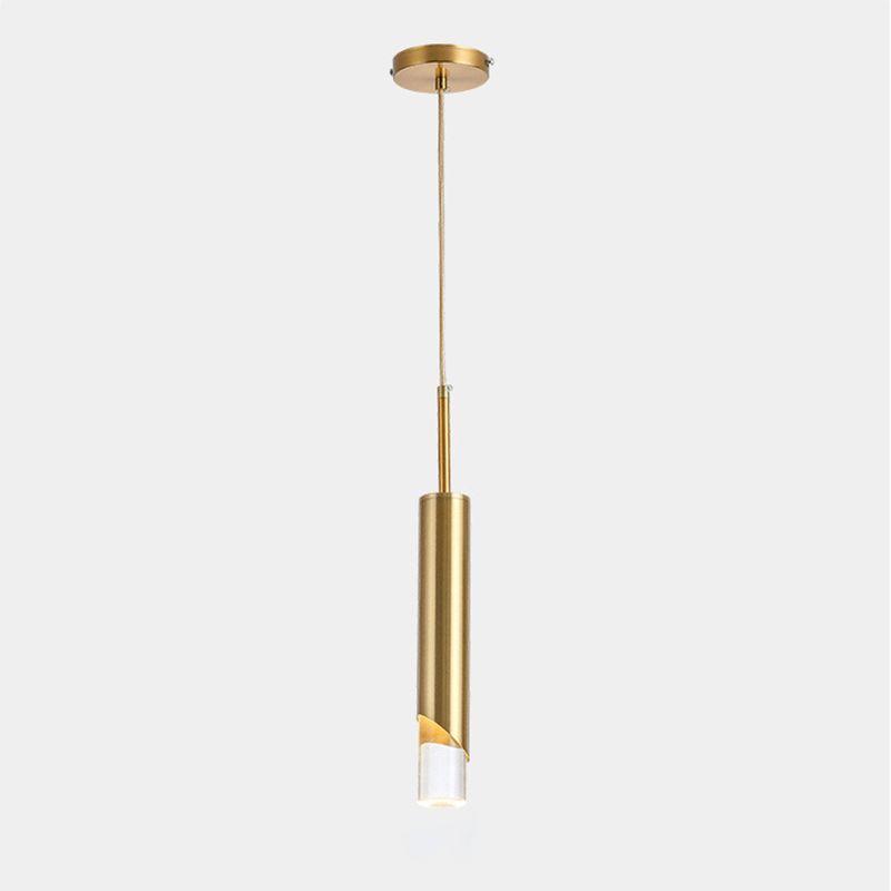 1-licht cilindrisch LED hangend licht in moderne luxe stijl smeedijzeren hanglamp met heldere acrylschaduw