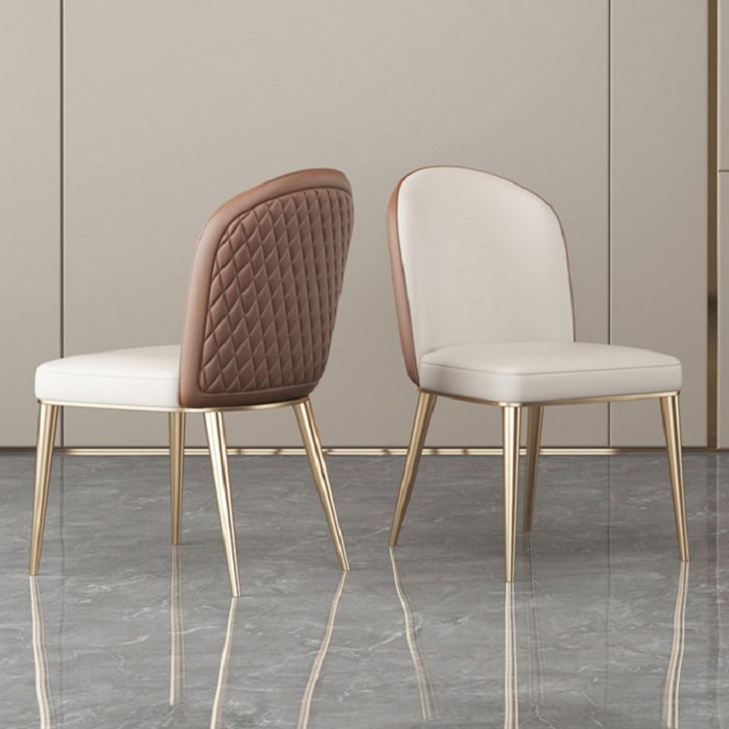 Kitchen Upholstered Armless Dining Chairs Parsons Chair in Gold Legs