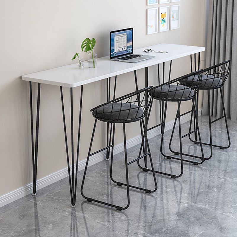 Wood Bar Dining Table Modern Rectangle Bar Table with 4 Legs Base for Milk Tea Shop