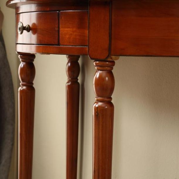 Victorian Wood Console Table Half Moon Console Sofa Table for Hall
