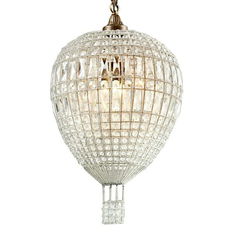 Crystal Balloon Suspension Pendant Light Modern 1-Light Bronze Chandelier for Living Room