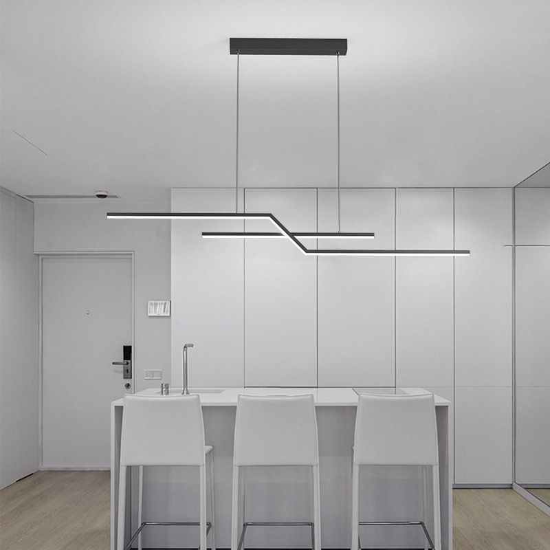 Modern Simplicity LED Island Light Linear 2-Light Hanging Lamp for Dining Room