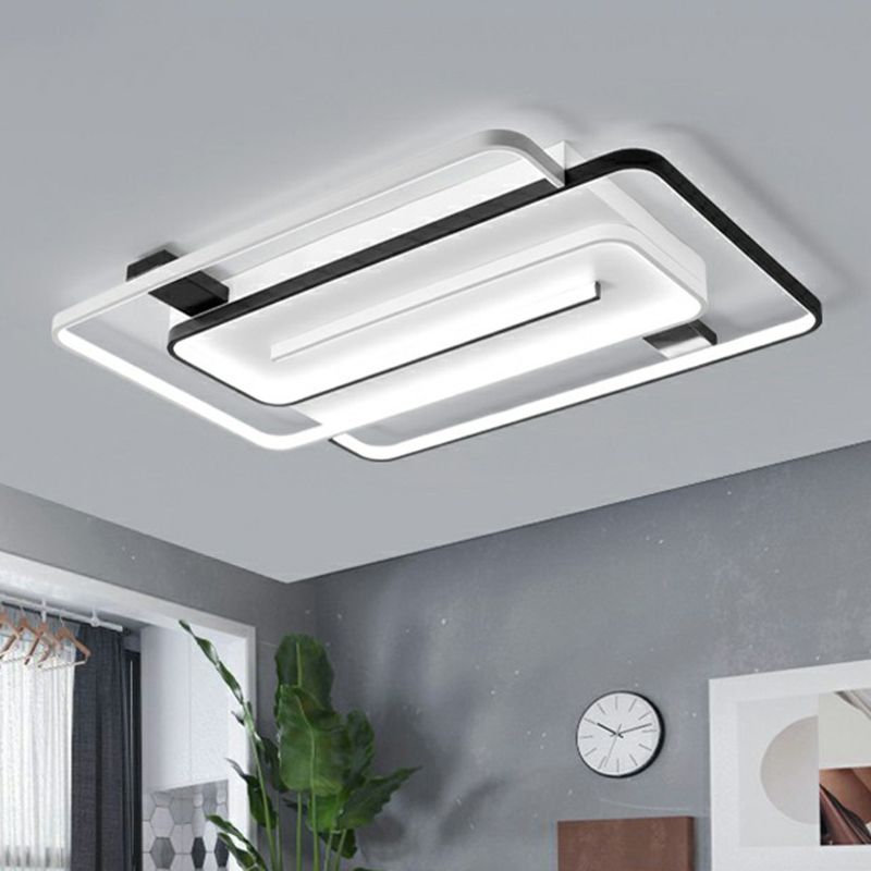 Acryl rechthoekige LED-inbouwlamp Eenvoud Zwart-wit plafondmontagelamp