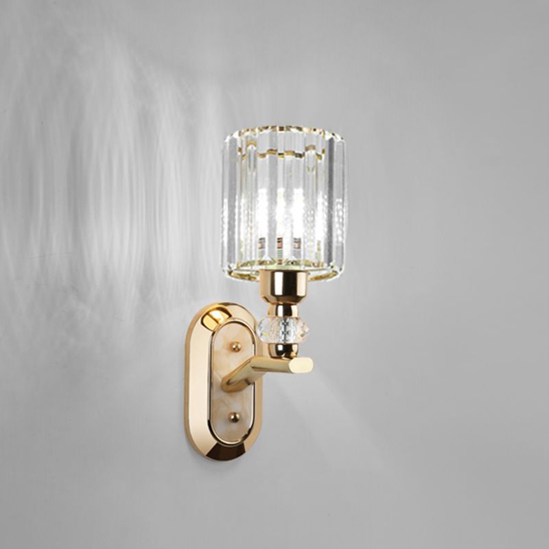 1-Light Wall Sconce Modern Style Crystal Half Cylinder Shape Wall Mount Light Fixture