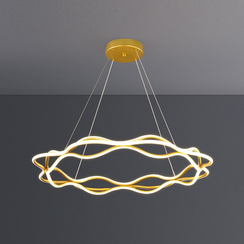 Moderne LED -Kronleuchter -Beleuchtungskörper Wohnzimmer Lineare Kronleuchterlampe in Gold