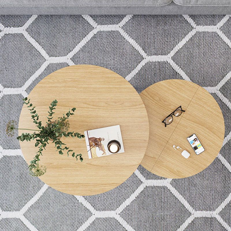 Round Solid Wood 3 Legs Coffee Table with Storage Drawers Modern Cocktail Table