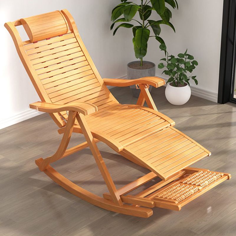 Solid Wood Rocking Chair Bamboo with Padded Seat Rocker Chair Ergonomic