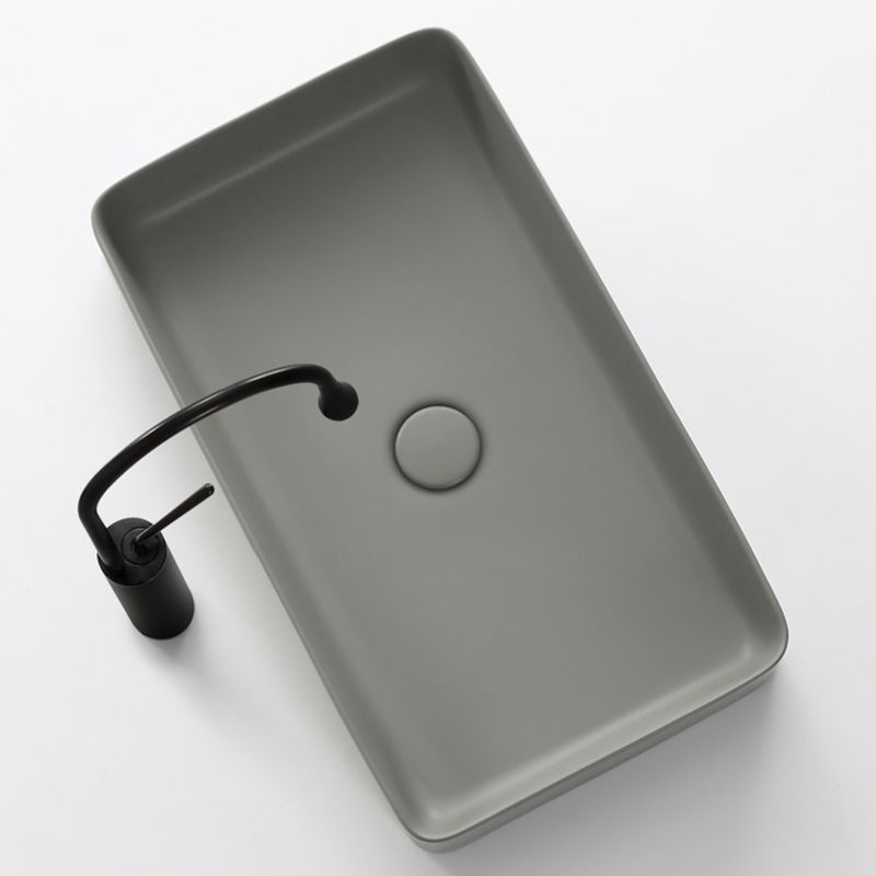 Contemporary Bathroom Sink Rectangular Porcelain Vessel Lavatory Sink with Pop-Up Drain