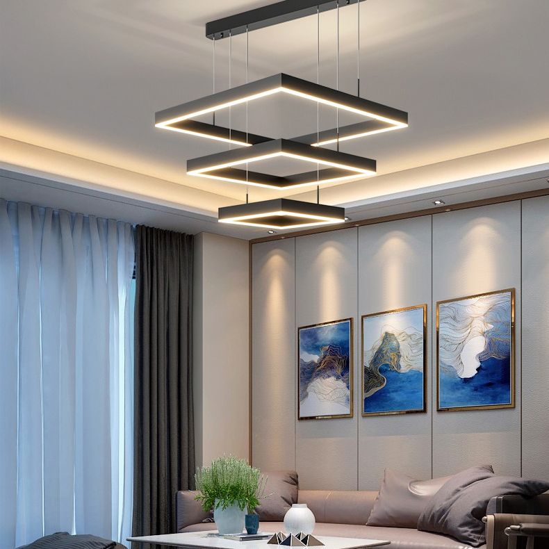 Moderne eenvoud hangende multi-tier kroonluchter hanglamp acryl plafondlampen armatuur voor restaurant