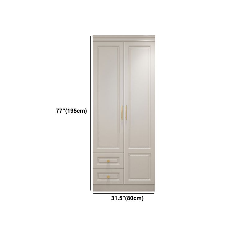 Hinged White Wardrobe Armoire Engineered Wood Wardrobe Closet