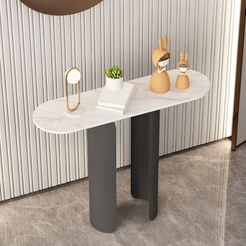 11.81" W Glam Console Accent Table Oval Antique Finish Console Sofa Table