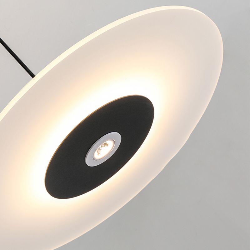 Modern Artistic LED Hanging Lamp Wrought Iron Circular Pendant Light with Acrylic Shade