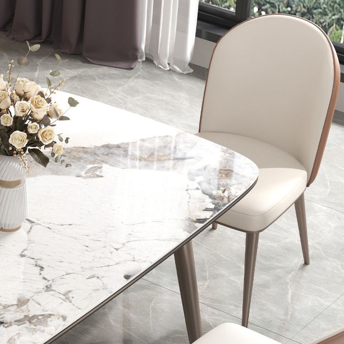Luxusstil Home Sintered Stone Esstisch 4 Beine Basis Rechtecktisch