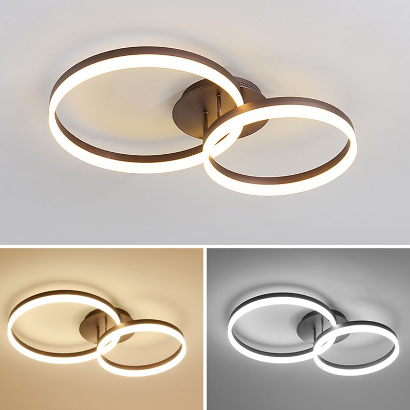 Metal Round Flush Mount Ceiling Light Modern Multi-Lights Flush Mount Ceiling in Brown