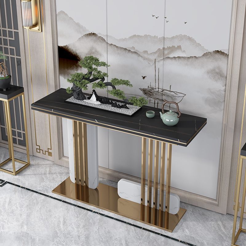 Glam Marble Rectangle Console Table 1-shelf 31.5" Tall Accent Table