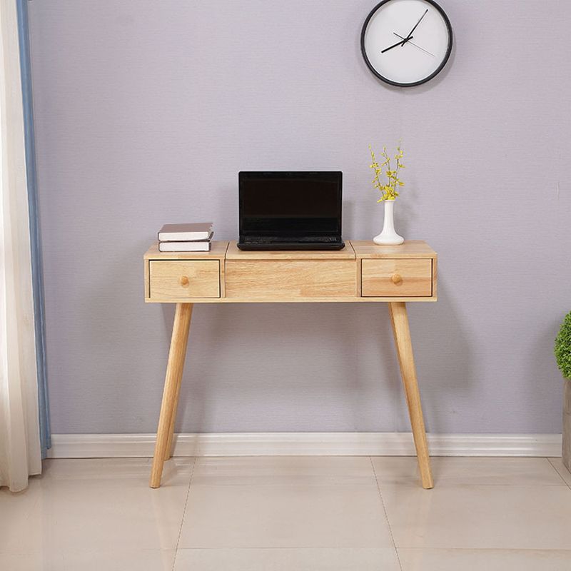 Brown Vanity Set with Mirror 15.74" Wide Wood Vanity Tables with Drawers