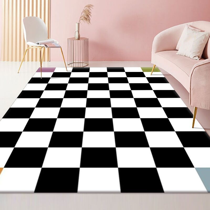 Lattice Pattern Rug Modern Style Rectangle Stain Resistant Shape Rug for Home Decor
