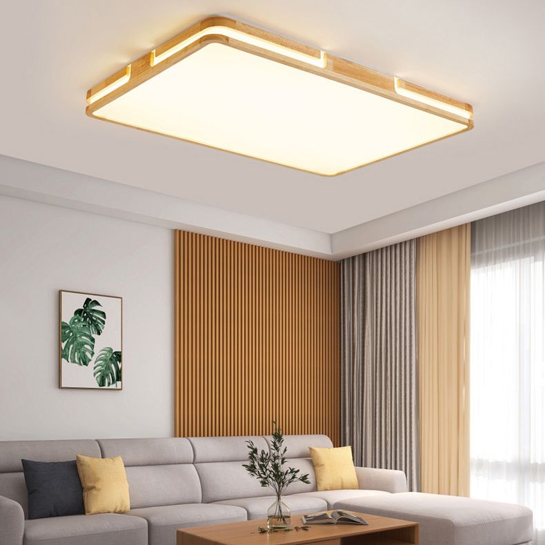 Plafoniere quadrate da incasso con arte del legno per soggiorno