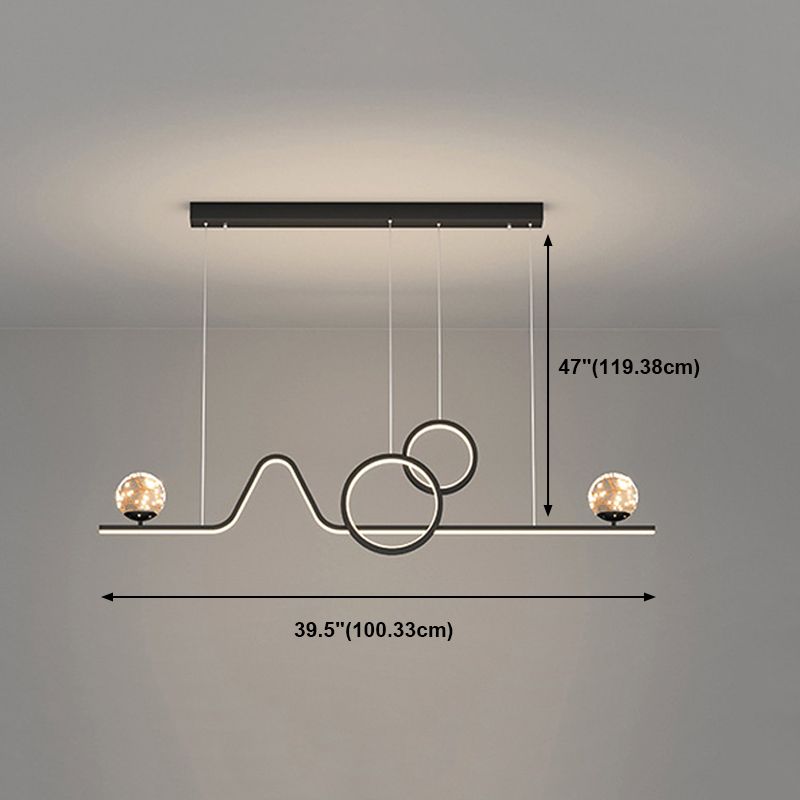 Nordic Metal Island Light Geométrico 39.5 "de ancho Multi Light Island Colgante para comedor