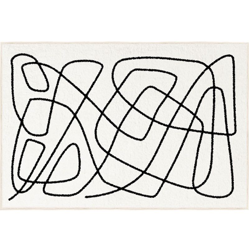 Modern Abstract Print Area Tapijt Wit Polyester Area Tapijt Non-slip achterste Tapijt voor thuisdecoratie